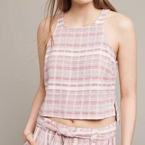 Anthropologie Saturday Sunday Aita Deep Pink Cream Embroidery L Cotton Blend